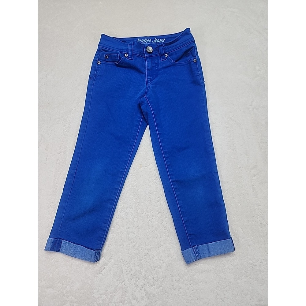 Justice Sz 8 Girls Legging Jeans  Jeggings Blue With Cuff Bottoms‎